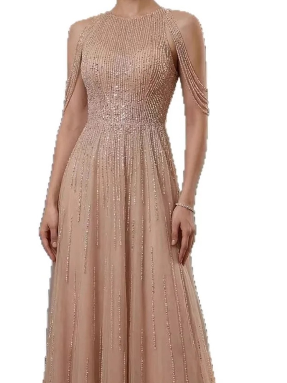 Beaded A-Line Evening Dress